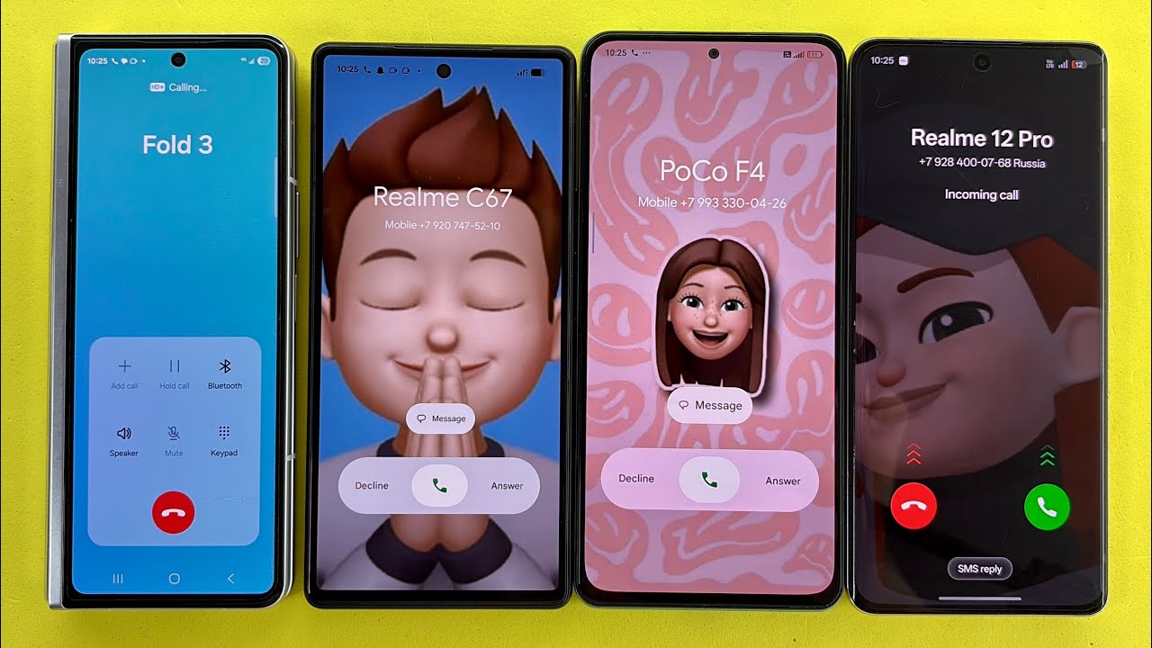 Incoming Call Realme 12 Pro + Google Pixel 6 + POCO F4 | Outgoing Call Samsung Z Fold 3 and Timer 