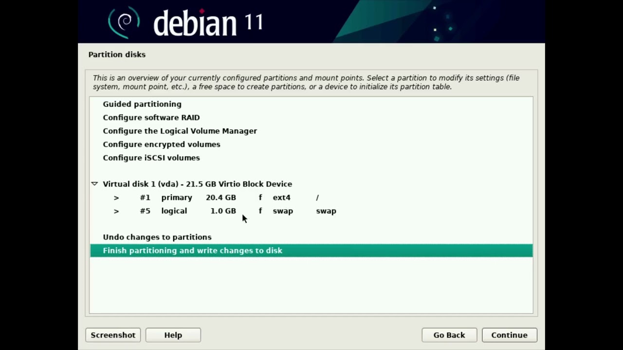 Debian 11 Linux Install (GUI) in a KVM Virtual Machine