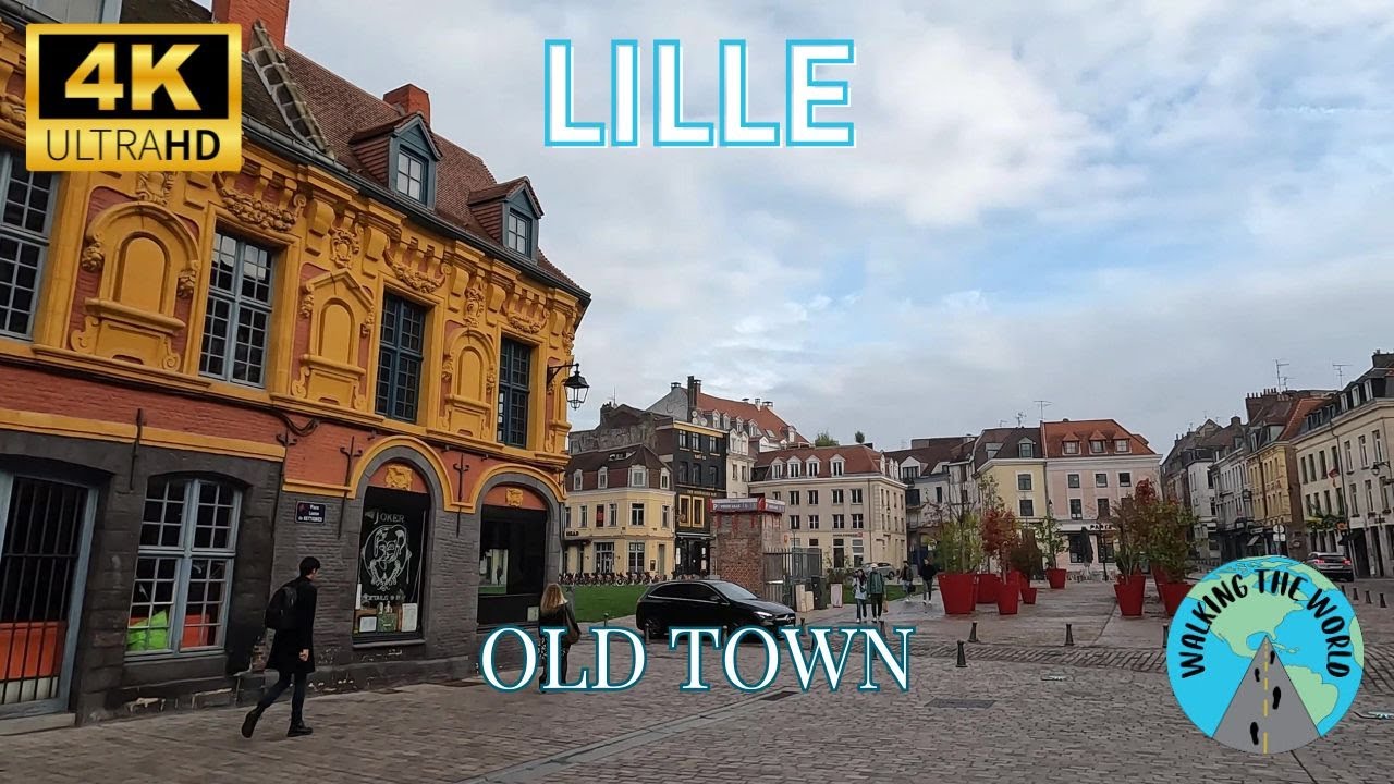 Lille Old Town 4k walking tour video October in Lille France