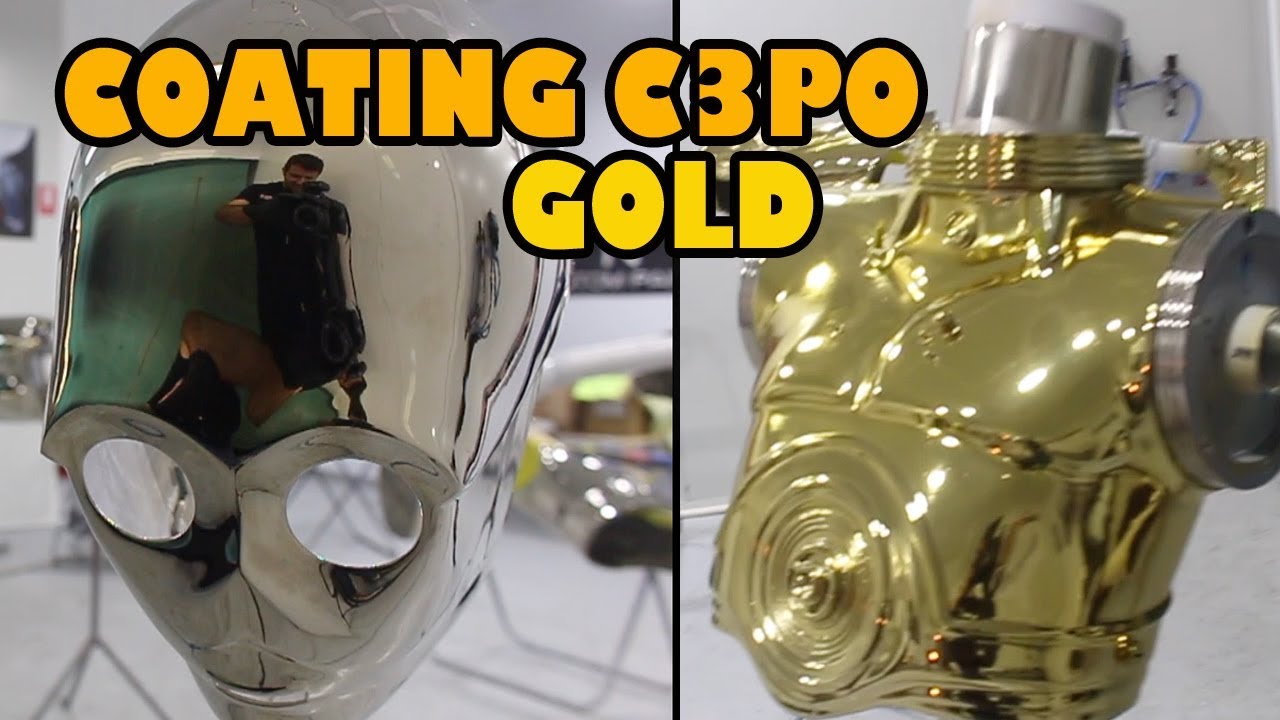 Spraying gold over chrome C3PO Gold