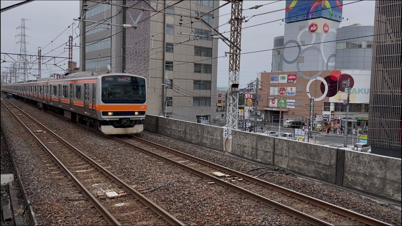 E231系0番台MU41編成が各駅停車府中本町行きとして南越谷駅1番線に到着停車するシーン (1342E) 2026.3.13.14:47