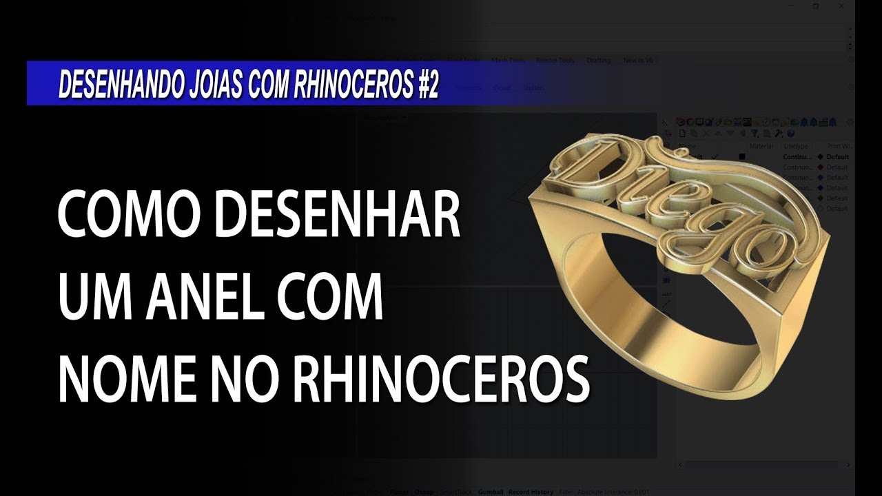COMO DESENHAR UM ANEL COM NOME NO RHINOCEROS | DESENHANDO JOIAS COM RHINOCEROS
