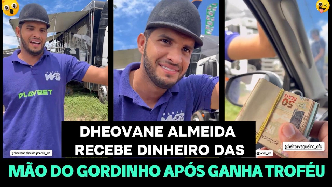 DHEOVANE ALMEIDA RECEBE DINHEIRO DAS MÃOS DO GORDINHO DO MOMENTO APÓS GANHAR TROFÉU