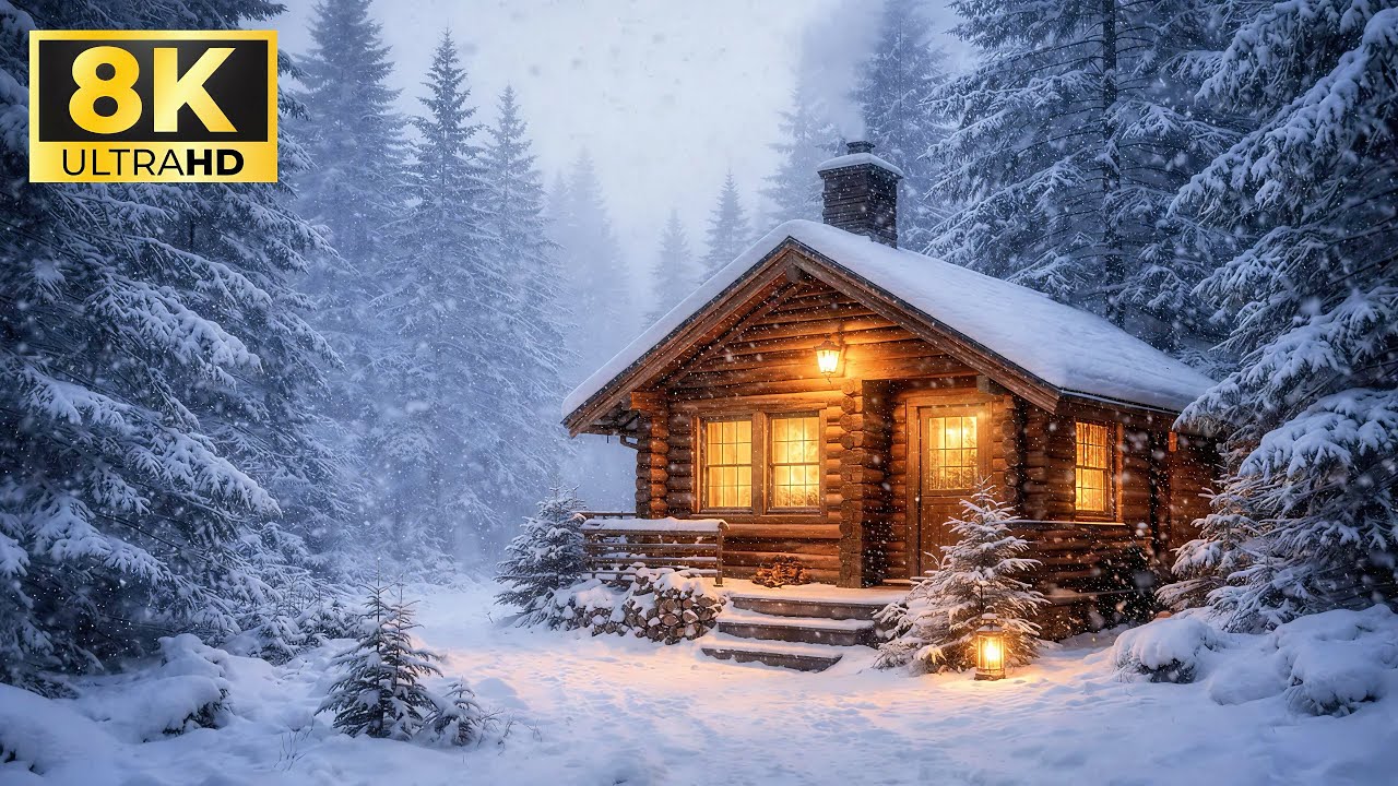 Winter Ambience 4K 🌨️ Gentle Forest Blizzard + Low Howling Wind  [5.5 HOURS]