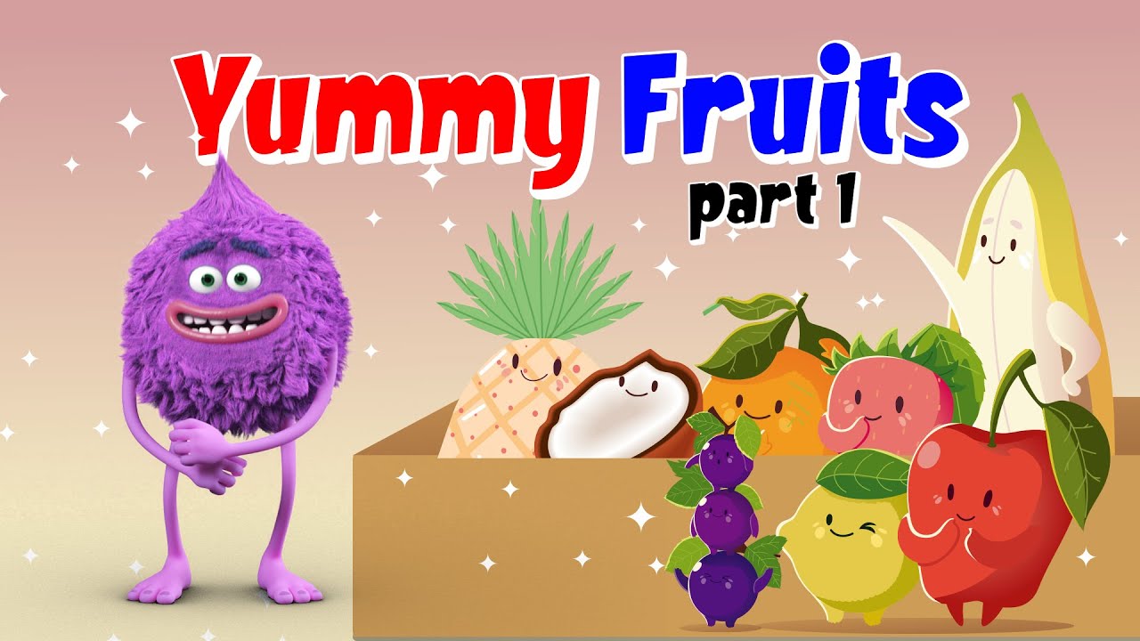 Learn 10 Yummy Fruits with Mr. Purple! 🍎🍌 | Fun Fruit Names for Kids