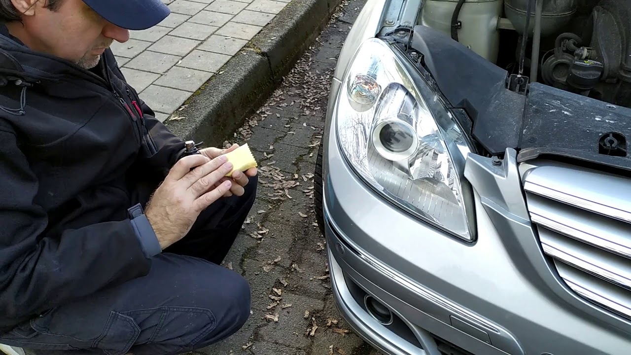 Scheinwerfer Aufbereitung Mobil Frankfurt Rhein Main Keramikversiegelung Mercedes A Klasse-Wie Neu!