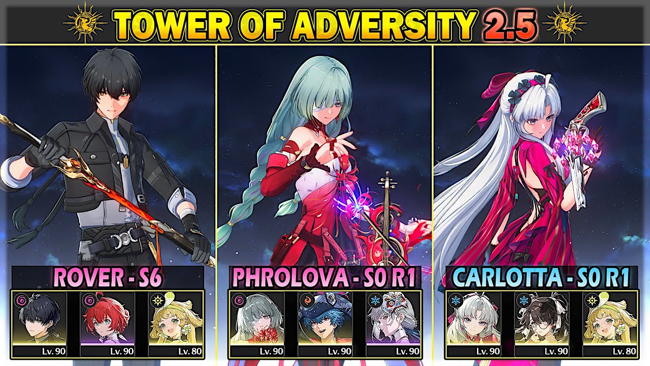Phrolova-Brant, Rover, Carlotta | 30 Crest Tower of Adversity 2.5 | Wuthering Waves