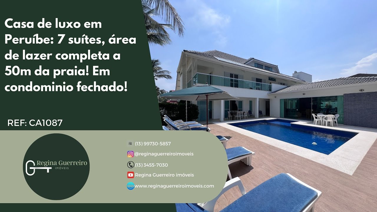 Casa de luxo em Peruíbe: 7 suítes, área de lazer completa a 50m da praia! Em condominio fechado!