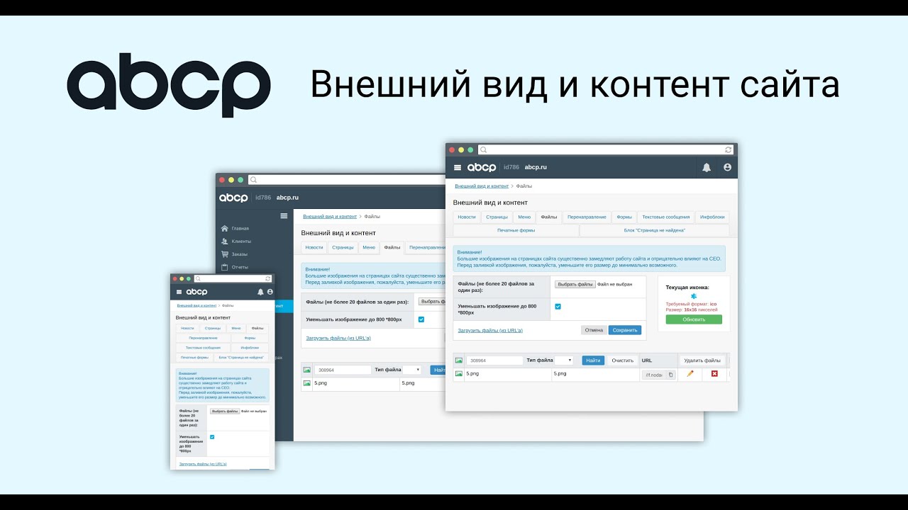 Внешний вид и контент сайтов платформы ABCP