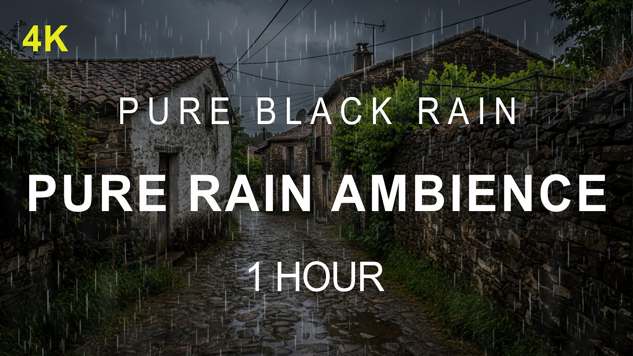 ⛈️ Pure Black Rain in the Old Village | Drift Into Sleep Fast | 1 Hour