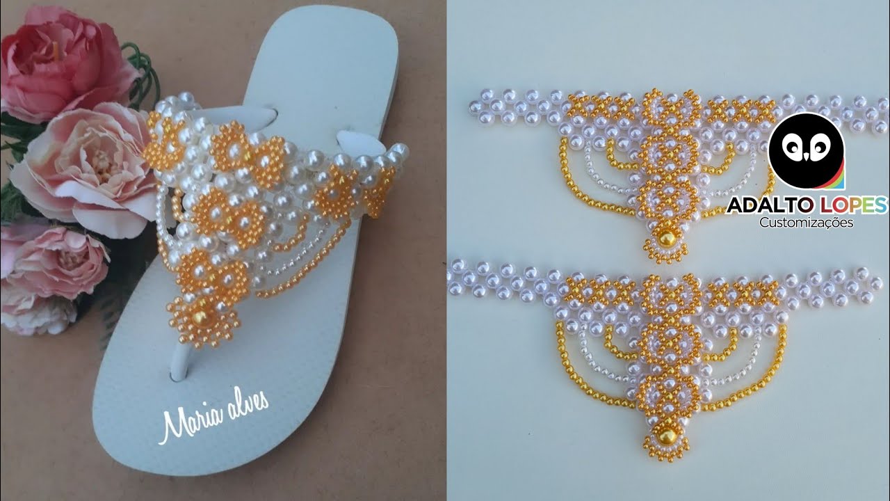 Trama de Pérolas Rainha - Chinelo Bordado Fim de Ano