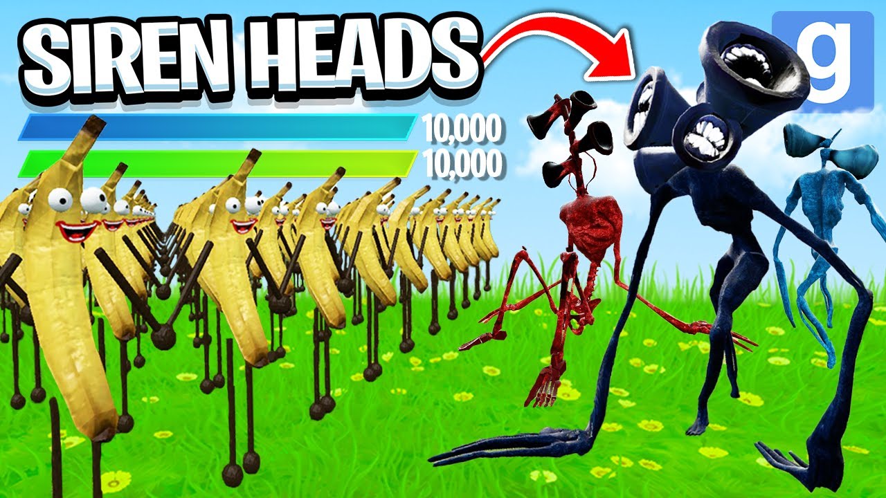 100 BANANAS vs... SIREN HEADS?! (Garry's Mod Sandbox) | JustJoeKing