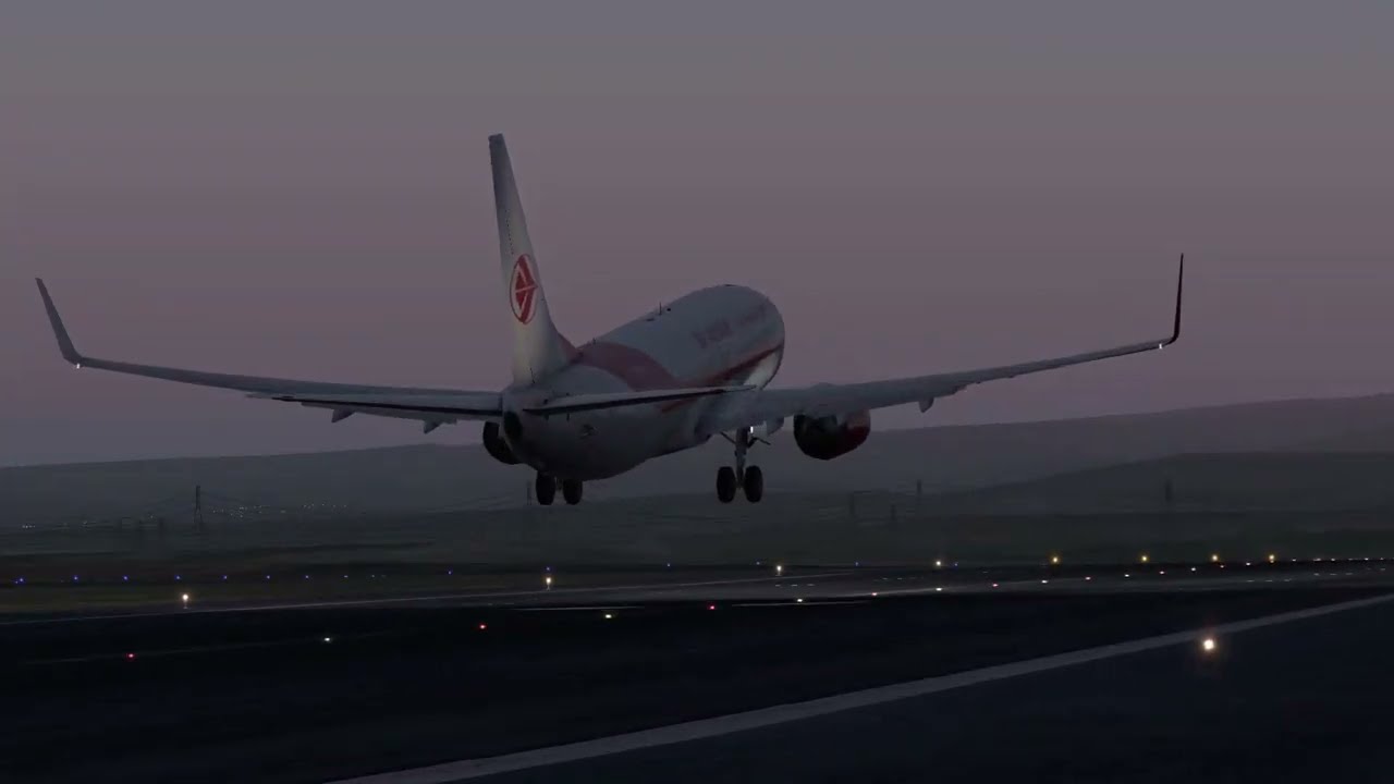 Air Algérie taking off from Constantine Airport (CZL) during a beautiful sunset x-plane 11