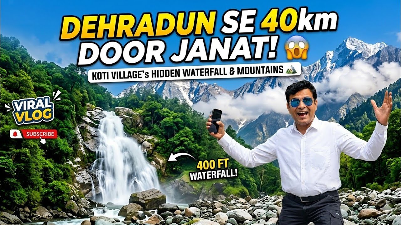 Dehradun Se 40km Door Jannat 😍 | Koti Village Waterfall & Mountains 🏔️