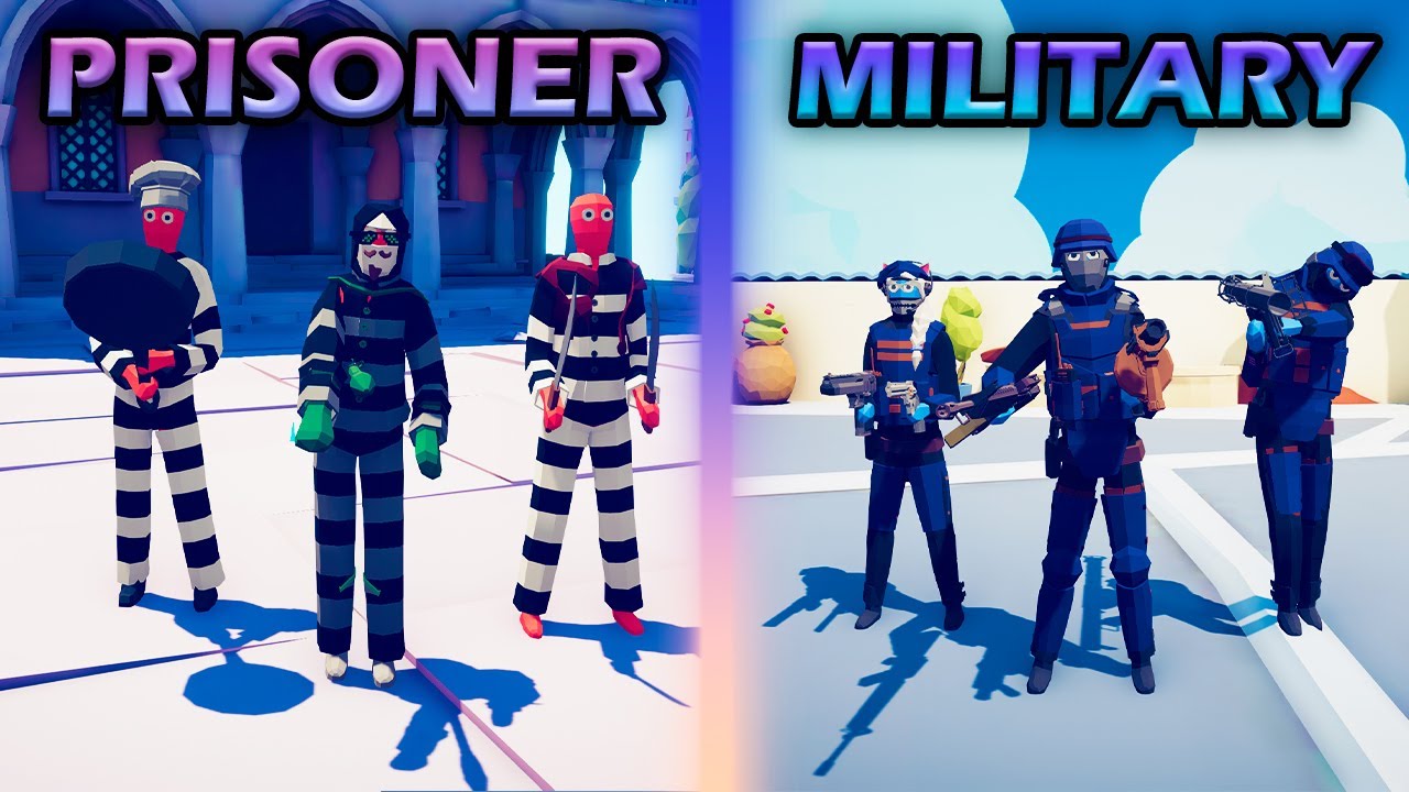 PRISONER TEAM vs MILITARY TEAM - Totally Accurate Battle Simulator TABS