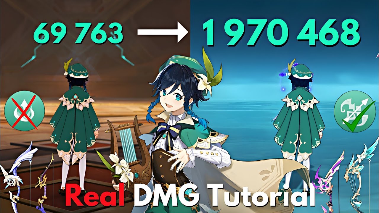 C0 Venti 2M Real DMG Tutorial! Increase His DMG! Genshin Impact