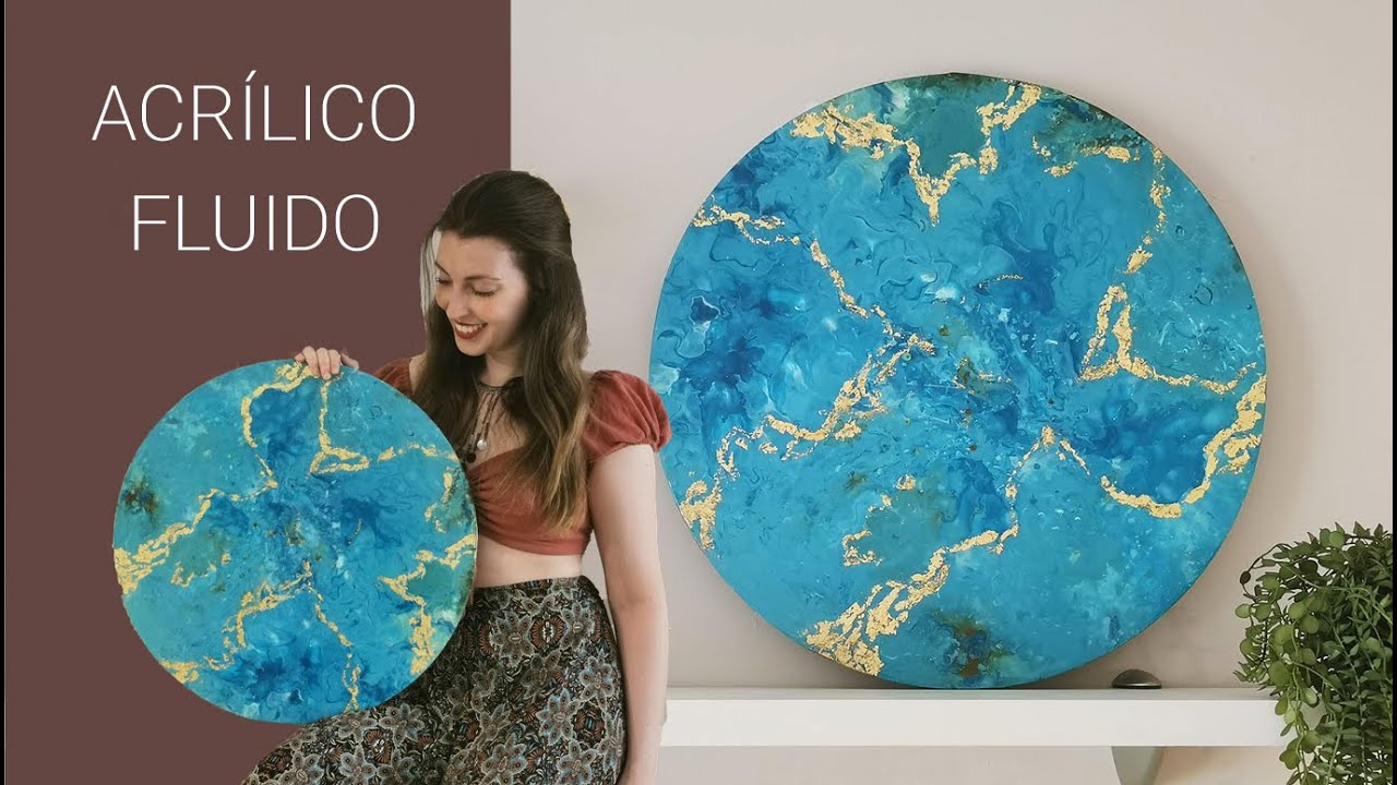 Tutorial acrílico fluido y resina| Pintura decorativa fácil con pan de oro| Pouring efecto espejo