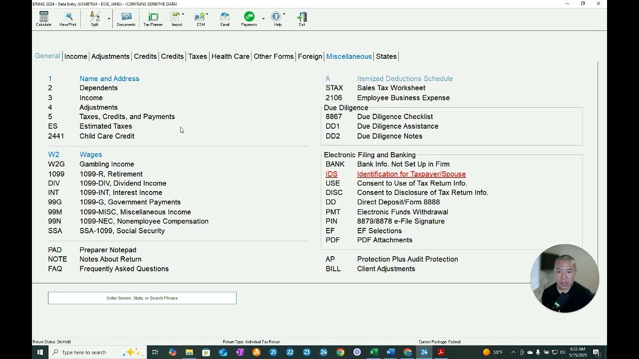 How to prepare 2024 Tax Return for Single CA Resident within Drake Tax (Level 1.11)
