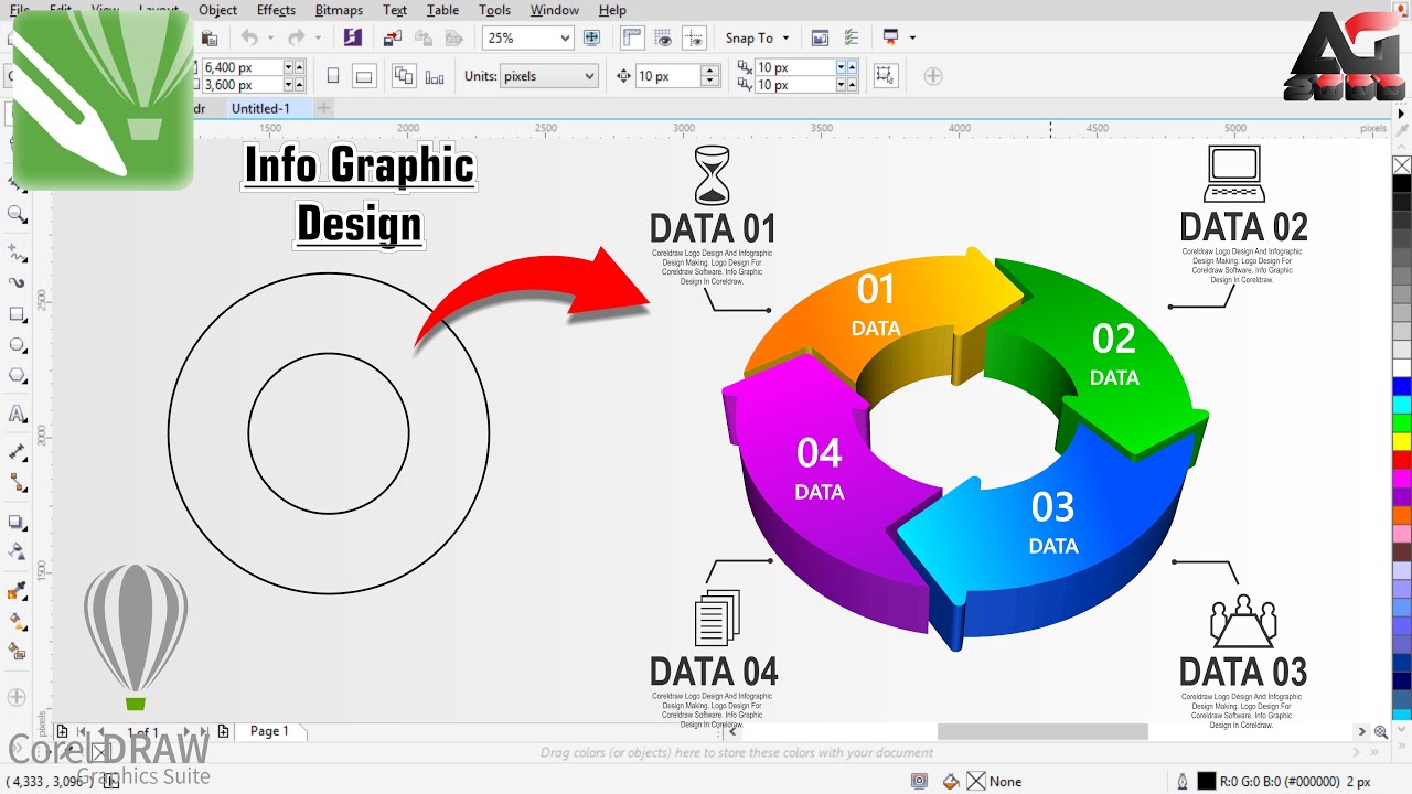 3D Circle Infographic Design in CorelDraw | Corel Draw Tutorial
