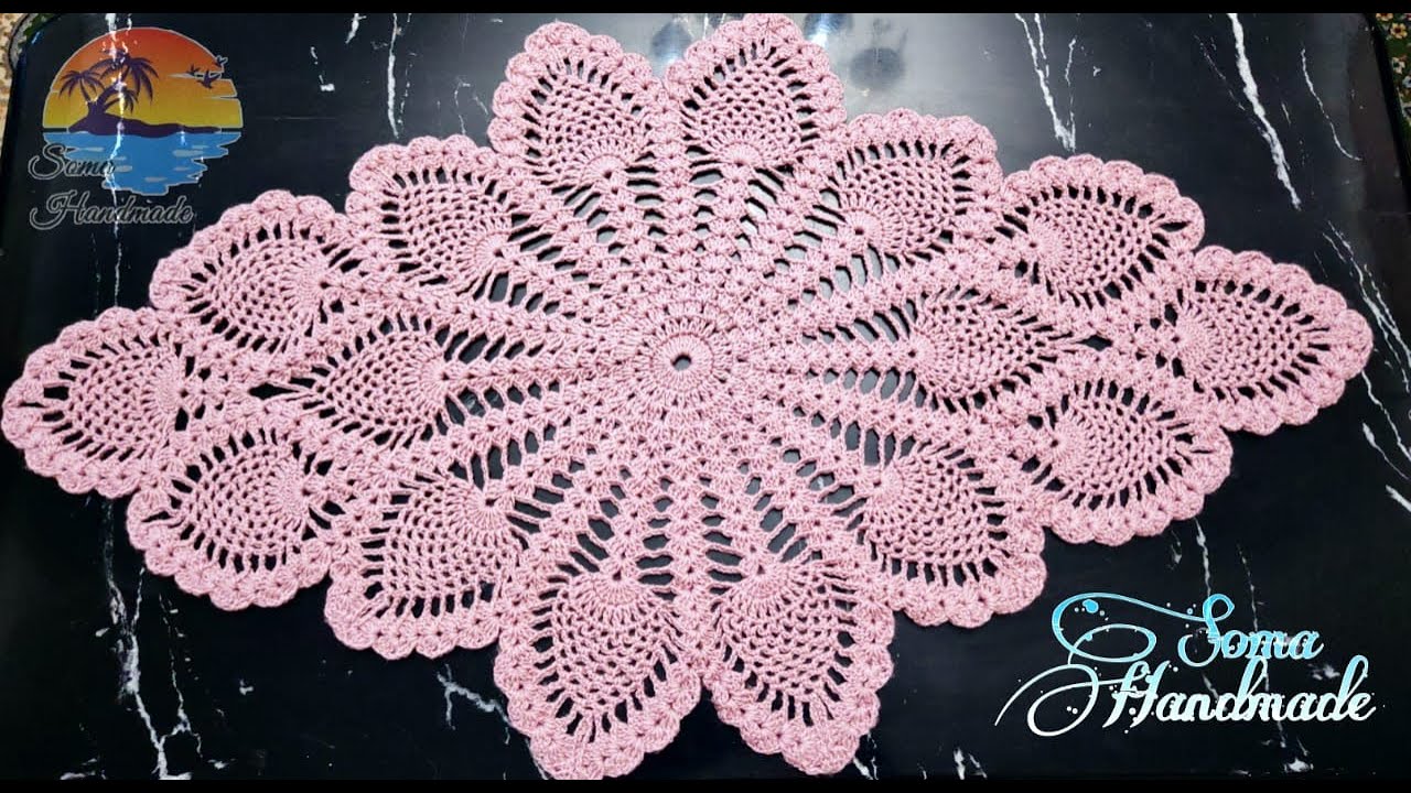 اسهل واشيك مفرش كروشيه بغرزة الاناناسة 🍍 الجزء الاول || crochet pineapple 🍍 table runner Part 1 💥💥