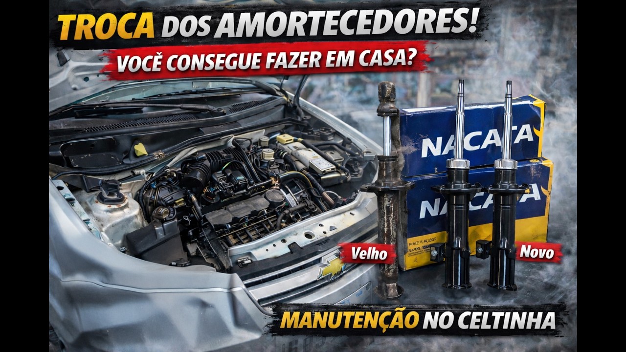 🛠️ TROCA DOS AMORTECEDORES TRASEIROS DO CELTA EM CASA!