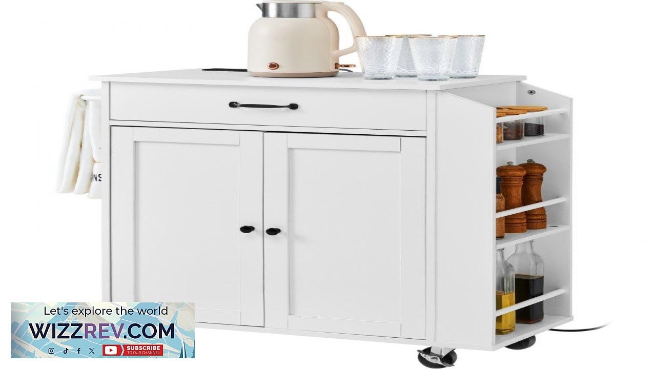 VEVOR Kitchen Island Cart 32" Mobile Carts with Storage Cabinet Rolling Table
