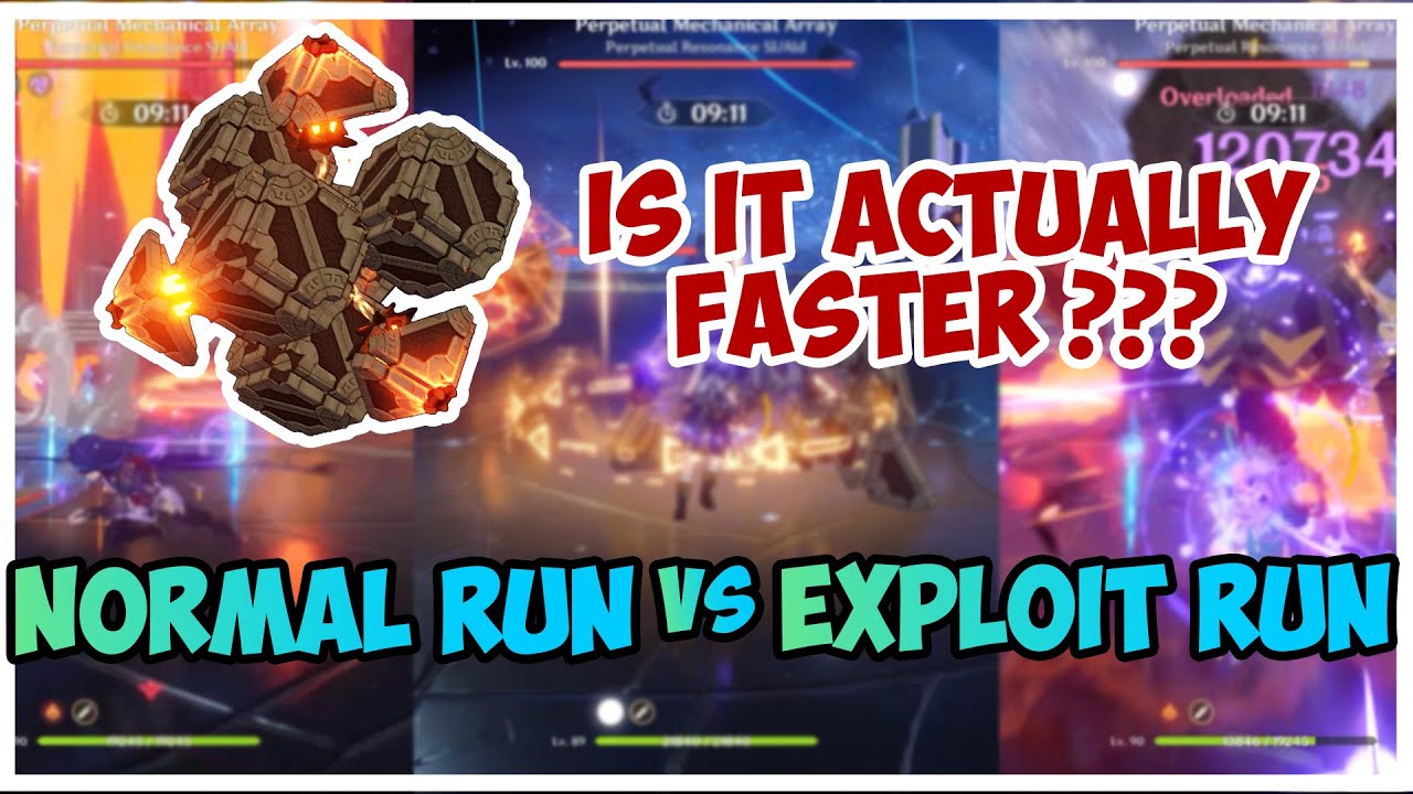 Normal run vs 2 types of exploit Perpetual Mechanical Array at Floor 12-3 | Is it actually faster ?
