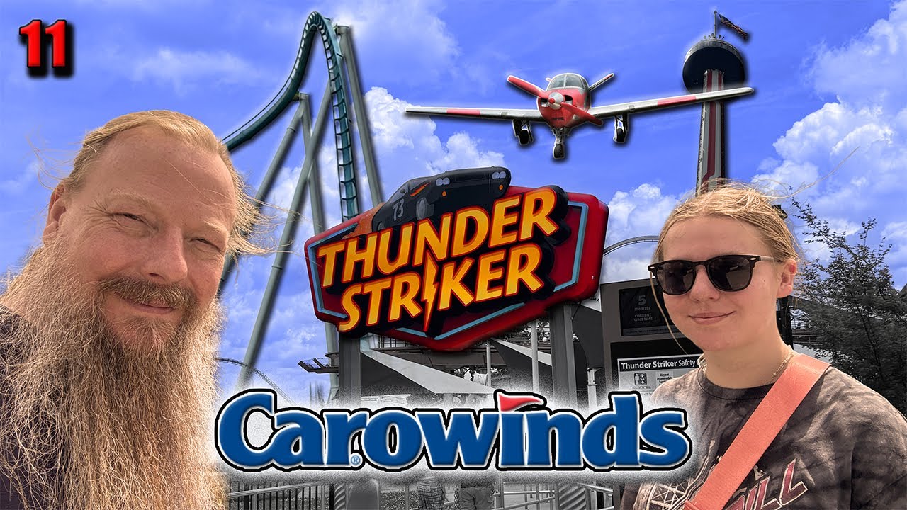 Carowinds | We Rode Thunder Striker... Then Lightening Shut Down the Park!