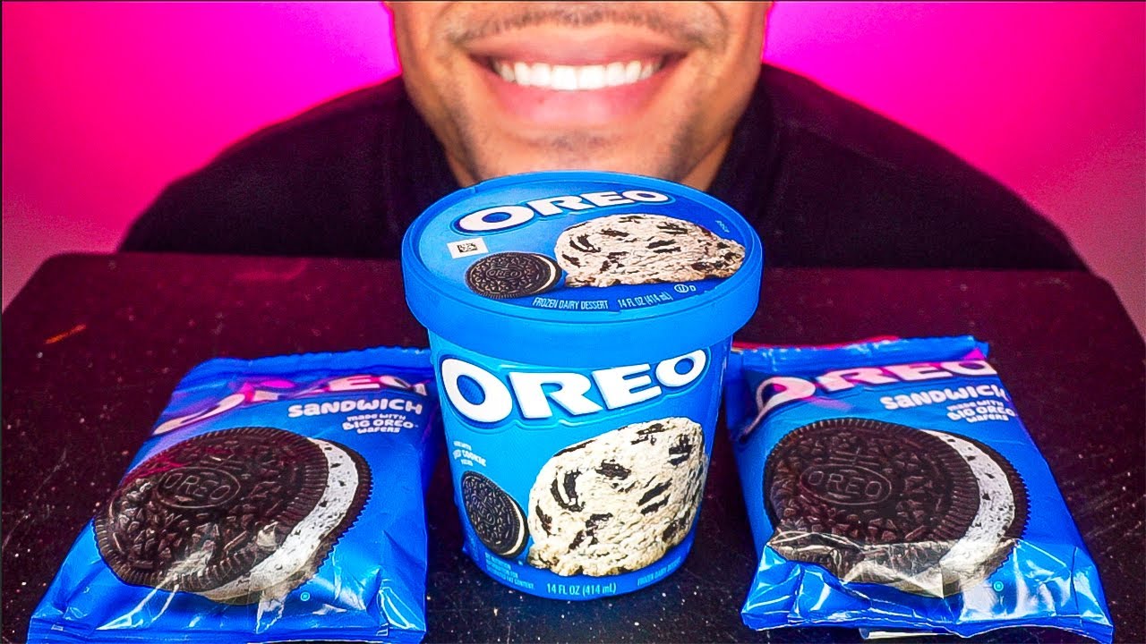 ASMR OREO ICE CREAM SANDWICHES OREO ICE CREAM MUKBANG EATING SOUNDS NO TALKING