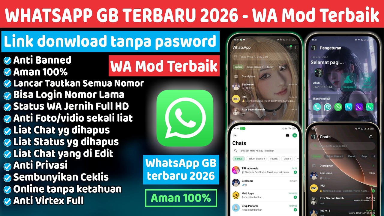 GB WhatsApp: последняя версия, февраль 2026 г. ⚡ Лучший и самый безопасный модифицированный WA дл...