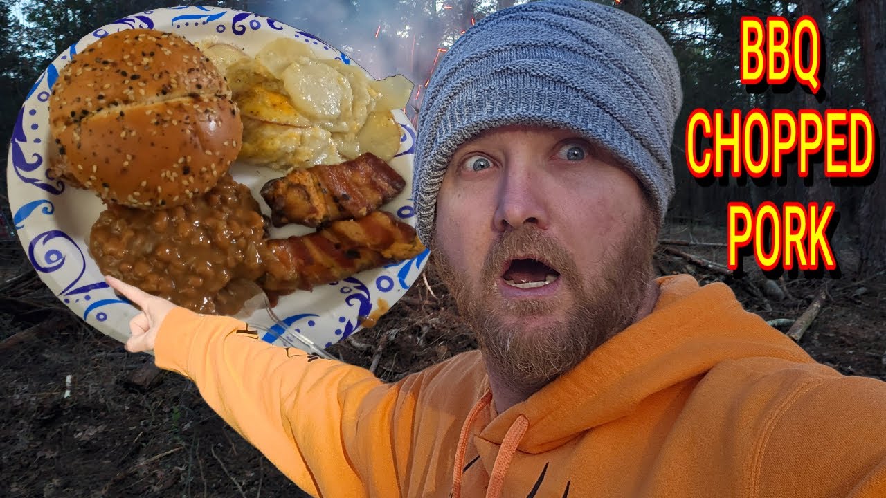 CHOP PORK BBQ |tiny house, homesteading, off-grid cabin build, DIY HOW TO sawmill tractor tiny cabin
