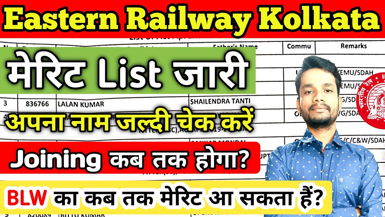 Eastern Railway Apprentice Merit list जारी 2022, RRC ER Apprentice Merit list 2019-20 Merit list
