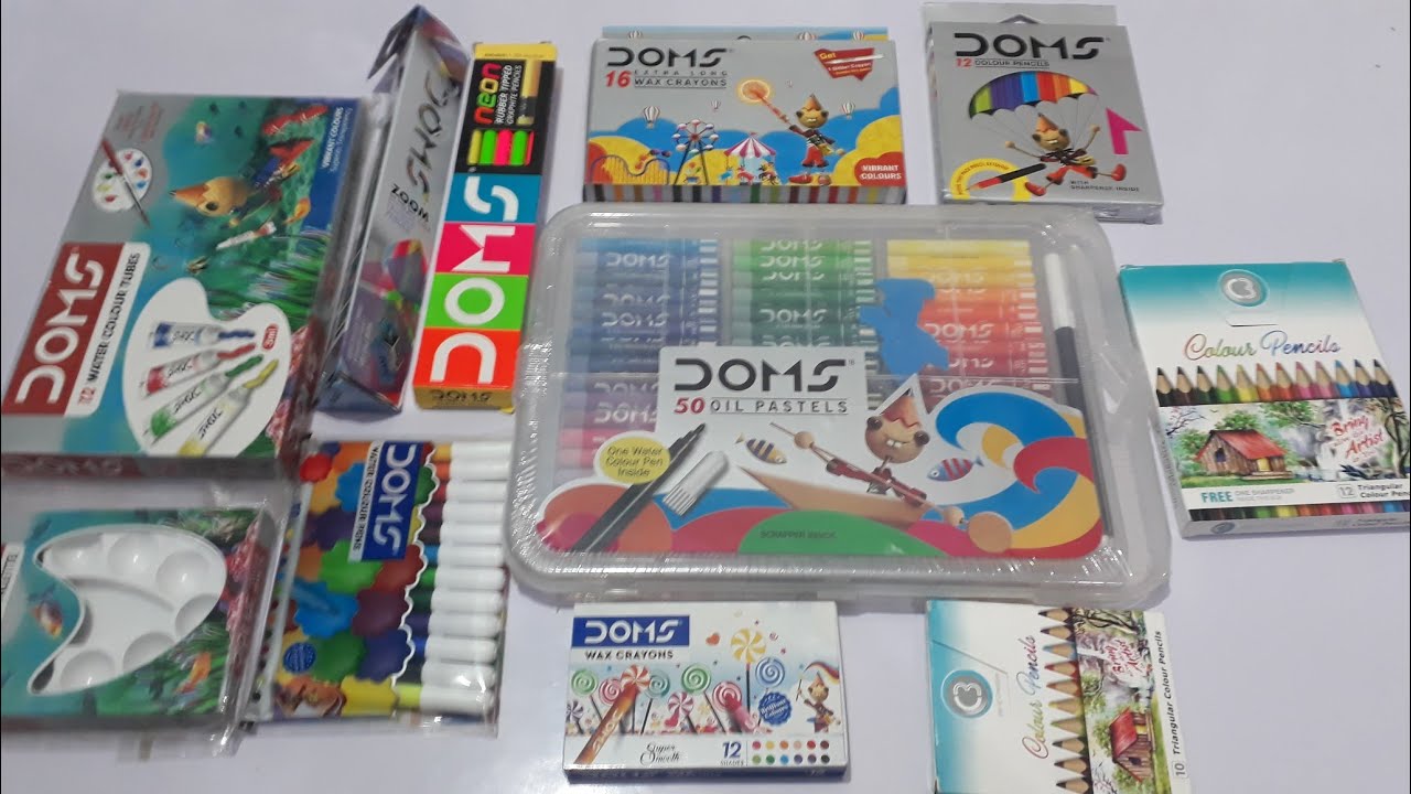Doms kit|doms🖌Colour painting kit set|Oil pastels🖍Doms Colour Stationary kit set Unboxing and Review