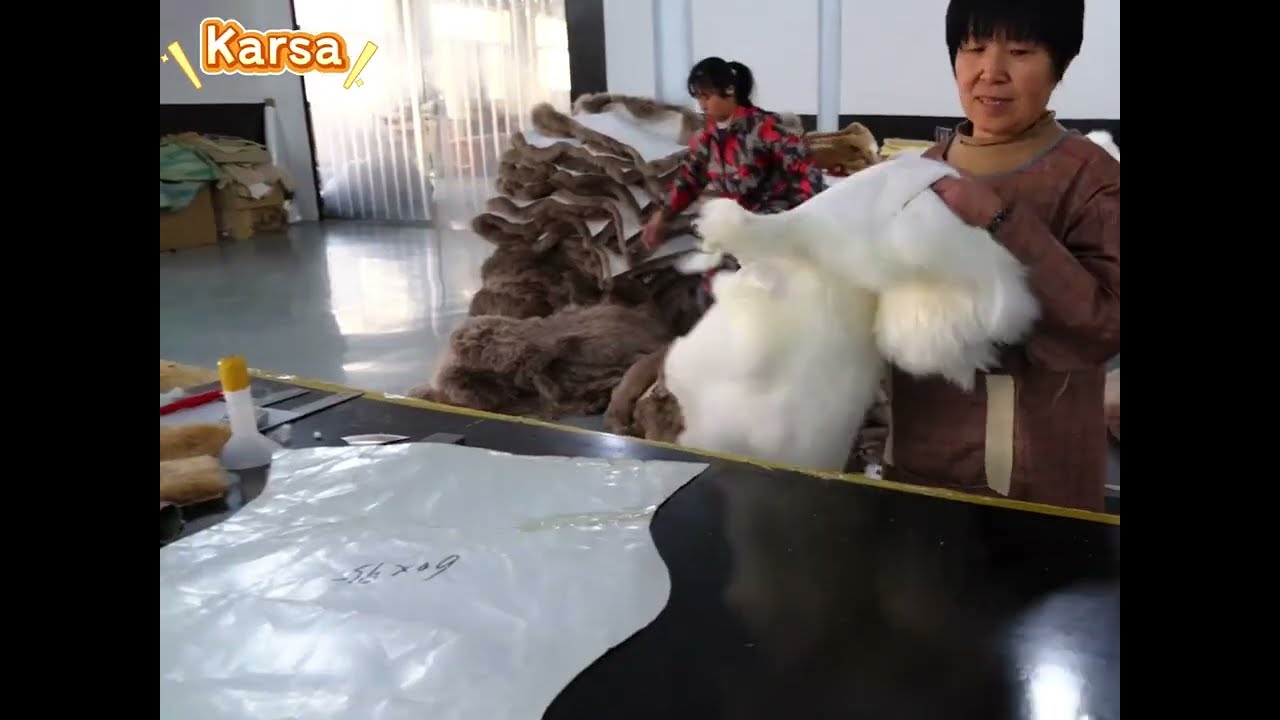 From dirty & smelly to luxury: China’s factory transforms sheepskin | Satisfying process!