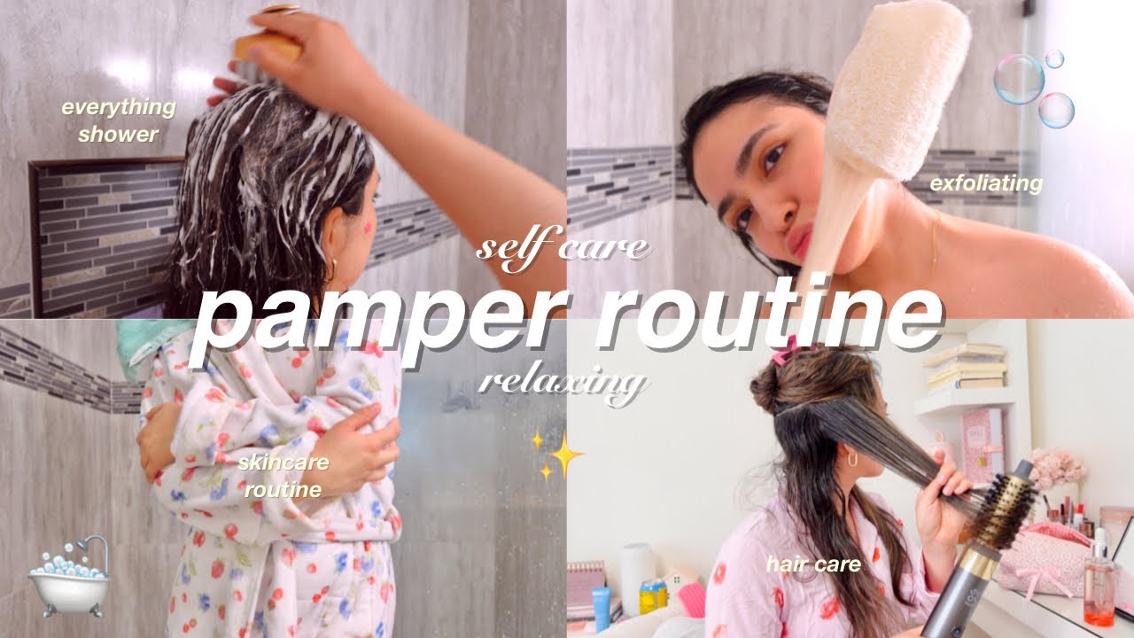 MY RELAXING SELF CARE PAMPER ROUTINE 🫧 hair routine, shower care, skincare routine