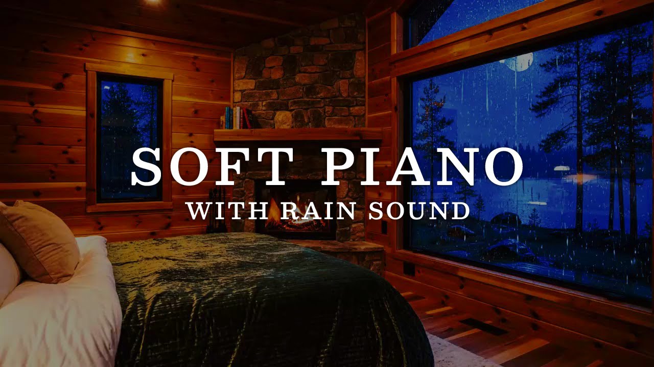 Cozy Rainy Night in a Forest Cabin 🌧️ Fall Into Deep Sleep with Rain Sounds and Piano Music 🔥