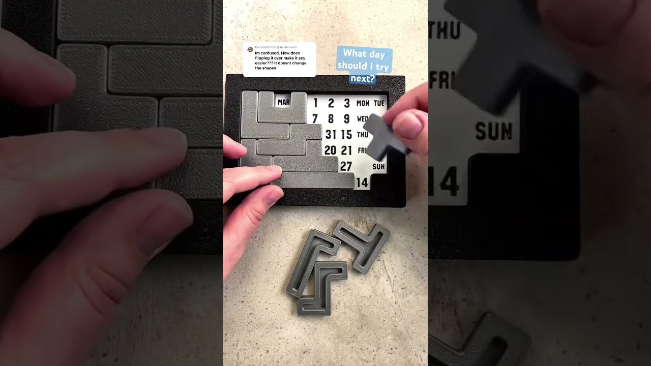 Flipping the pieces makes it easier to solve the Calendar Puzzle. #puzzles