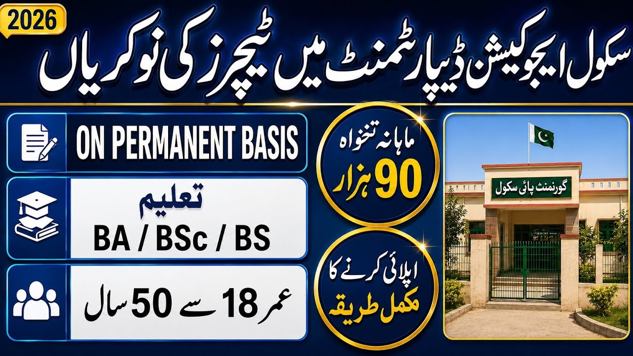 School Educator Jobs 2026|Government School Teaching Jobs 2026|Today new Teaching jobs in Pakistan 