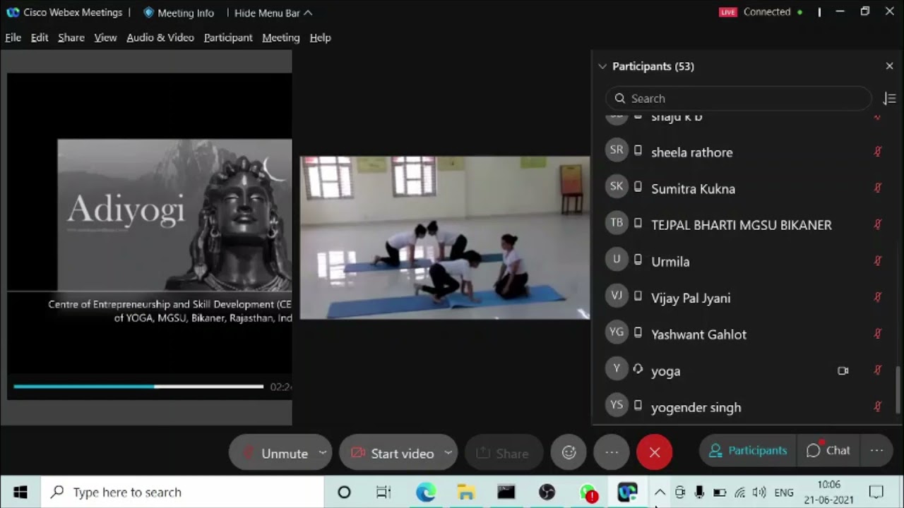 MGSU, Bikaner Yoga LIVE 21 06 2021 Clip 1