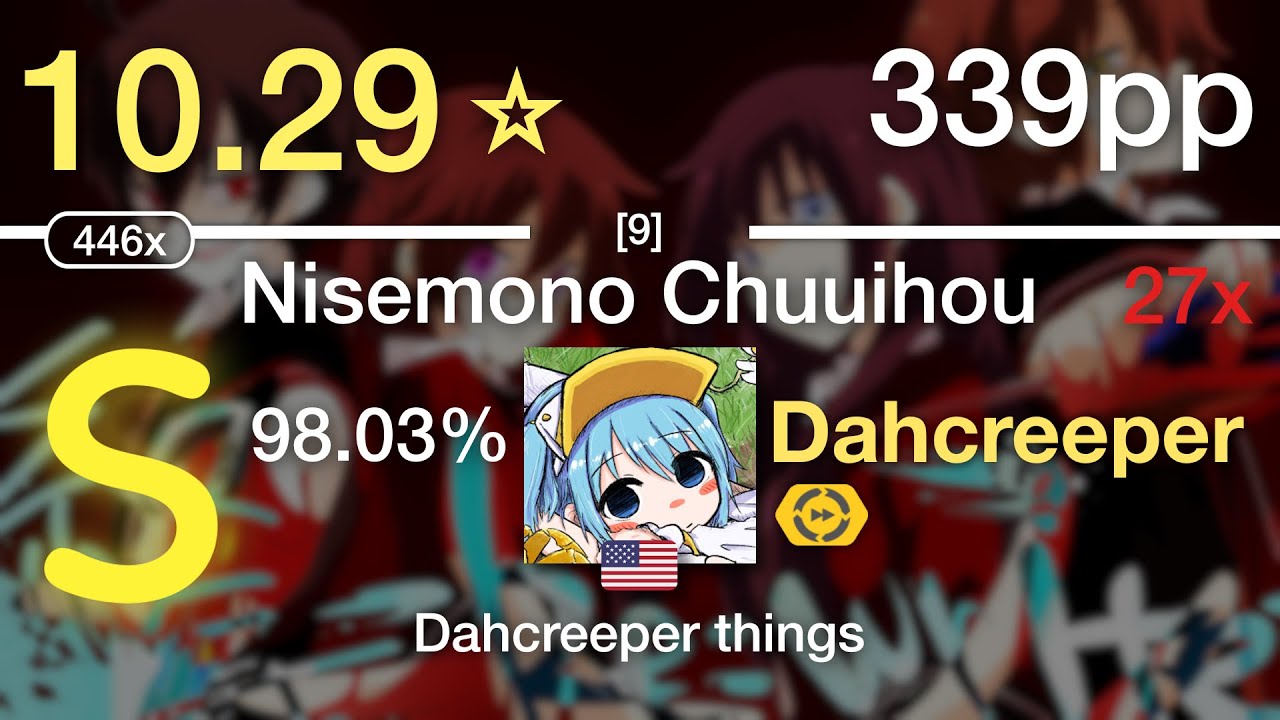 ❔🔔10.29⭐Dahcreeper  | artist - Bisemono Chuuihou [9] +DTNF 98.03% 27❌
