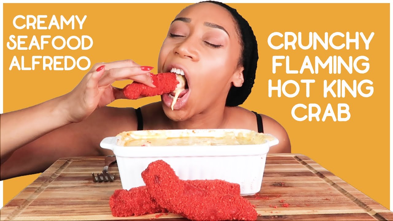 FLAMING HOT KING CRAB AND SEAFOOD ALFREDO DRIPPING IN SAUCE