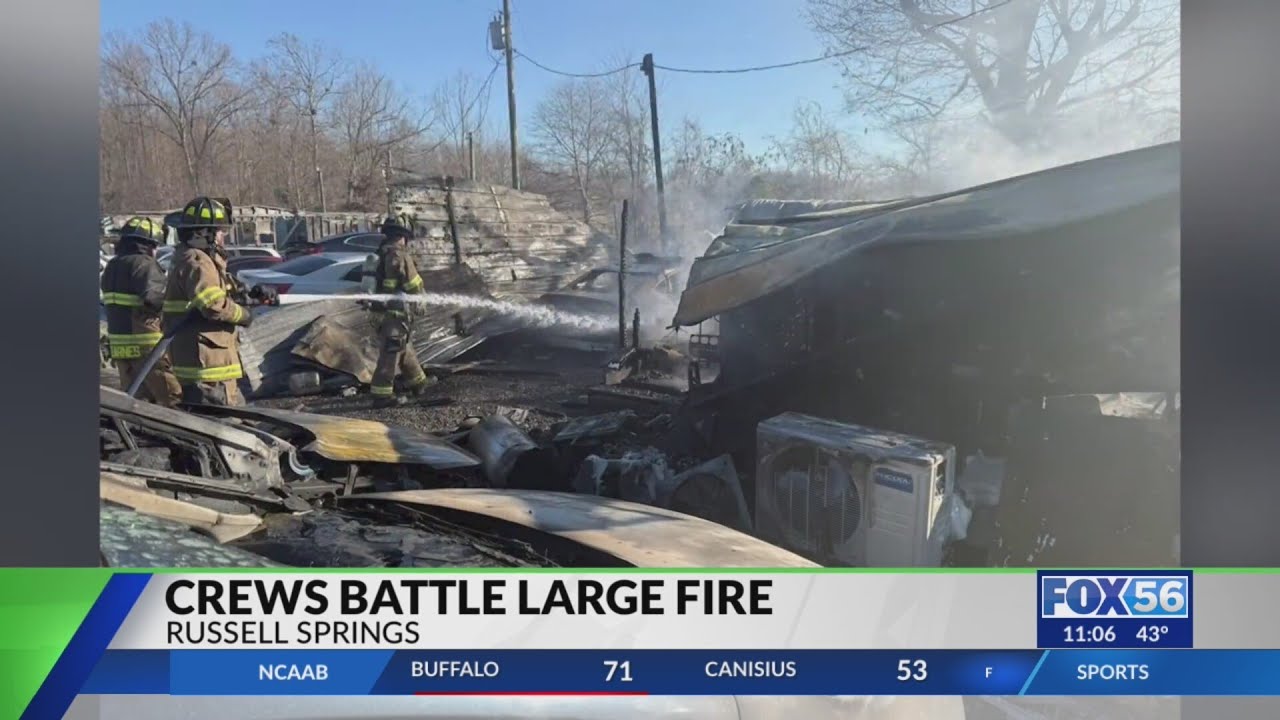 13 cars, garage catch fire in Russell Springs