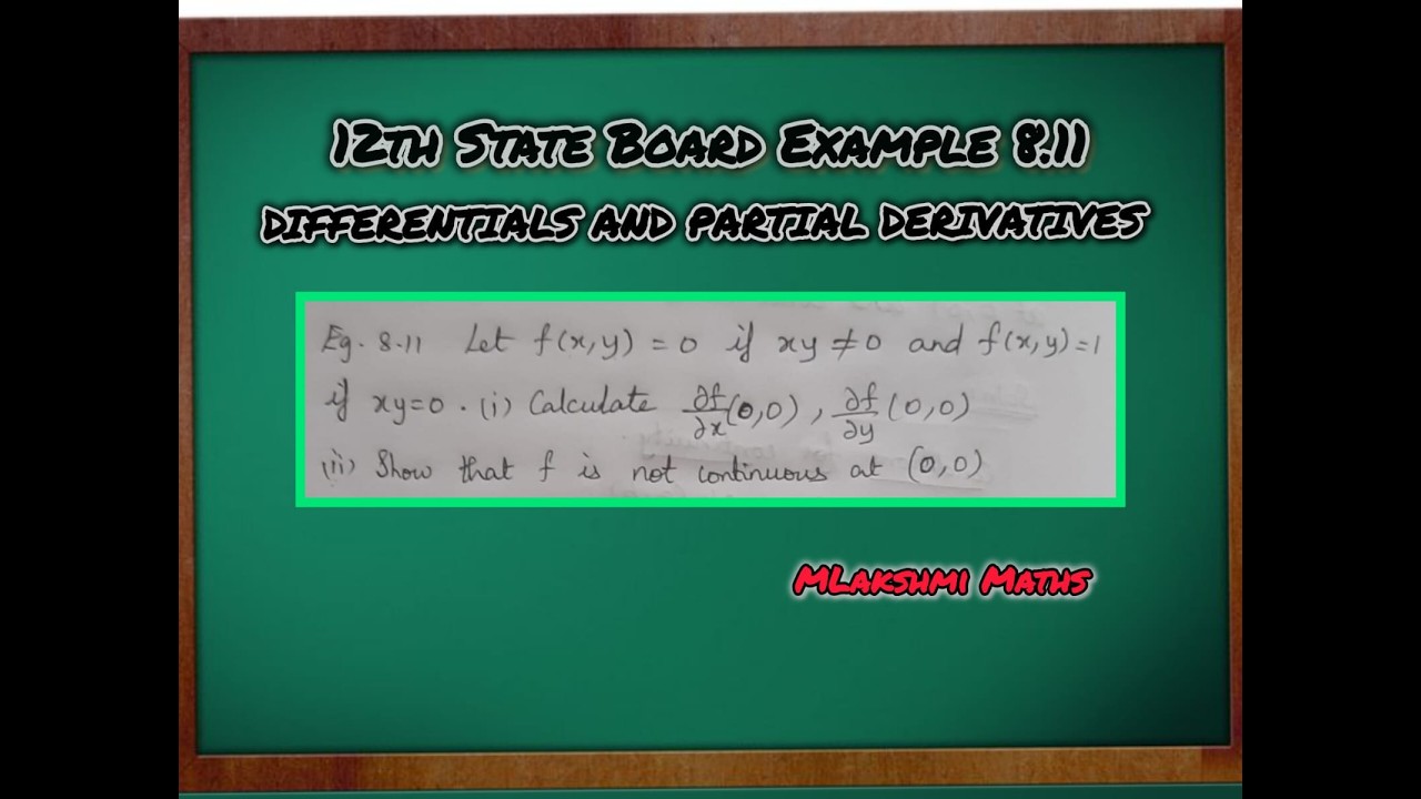 12th Maths PTA Example 8.11 Differentials and partial derivatives