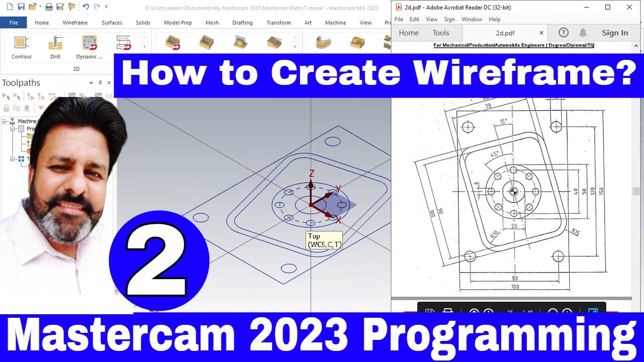 Mastercam CNC Programming Day-1 How to Create 2d Drawing In Wierframe Practice Drawing tutorial
