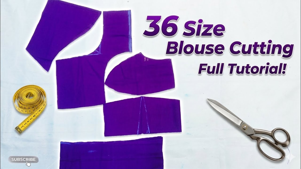36 Size Blouse Cutting Full Tutorial | Perfect Fitting  double katori blouse making at home