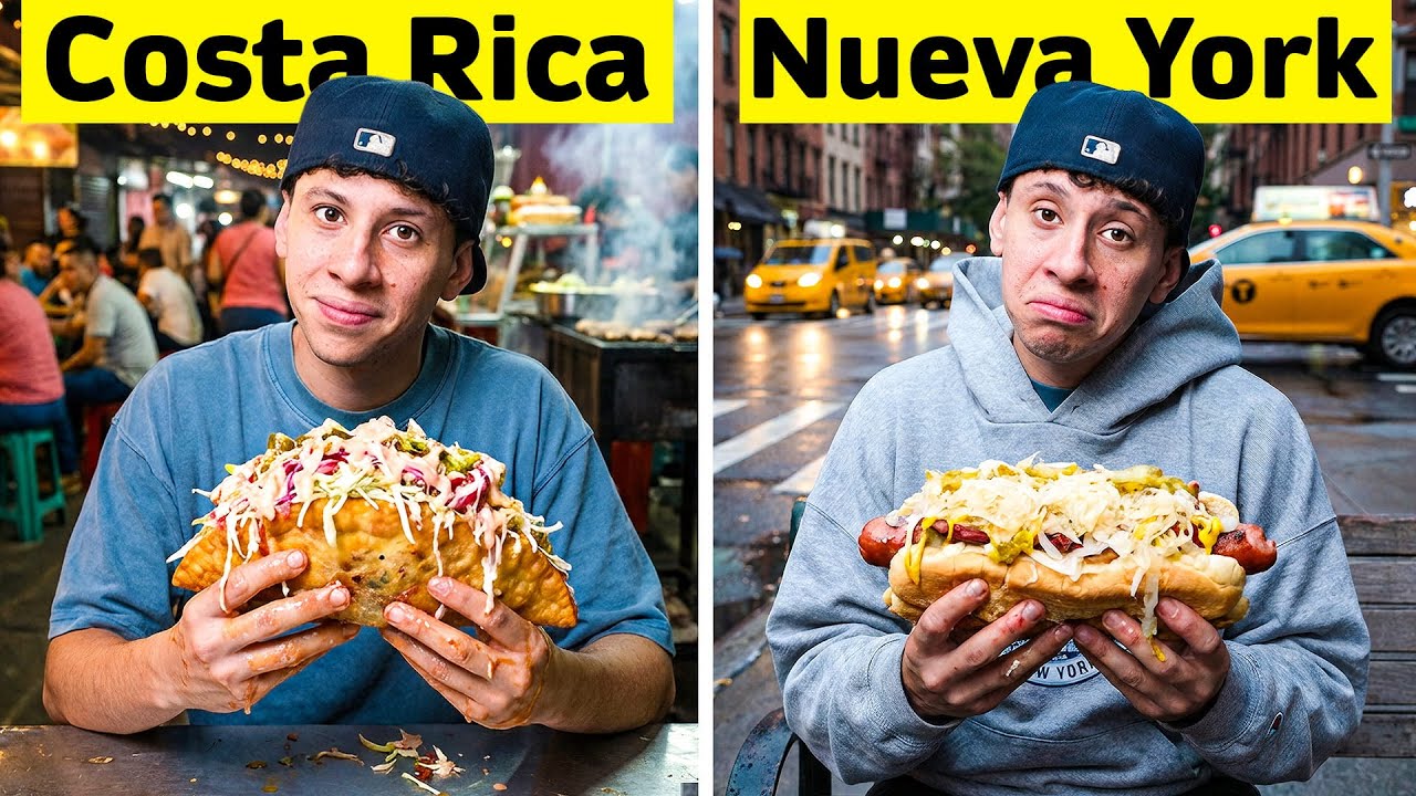 Comida Callejera de Costa Rica vs Nueva York | &iquest;Cu&aacute;l es mejor? 🇨🇷🇺🇸