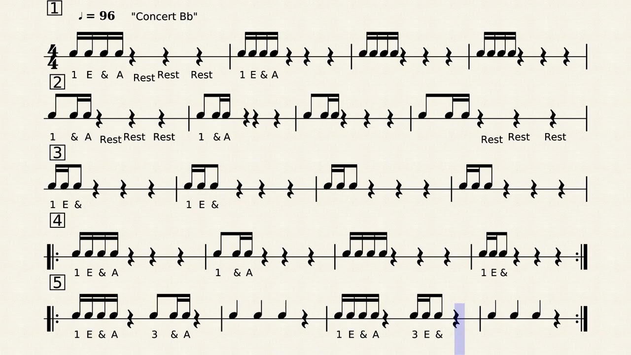 16th Note Rhythm Reader for Snare Drum