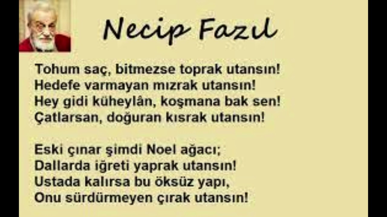 UTANSIN-Necip Fazıl şiiri