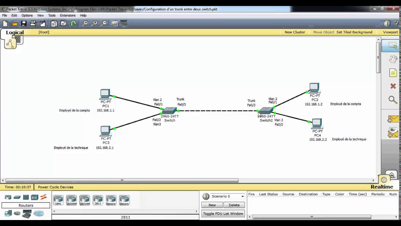 6_Configuration d'un trunk entre deux switch