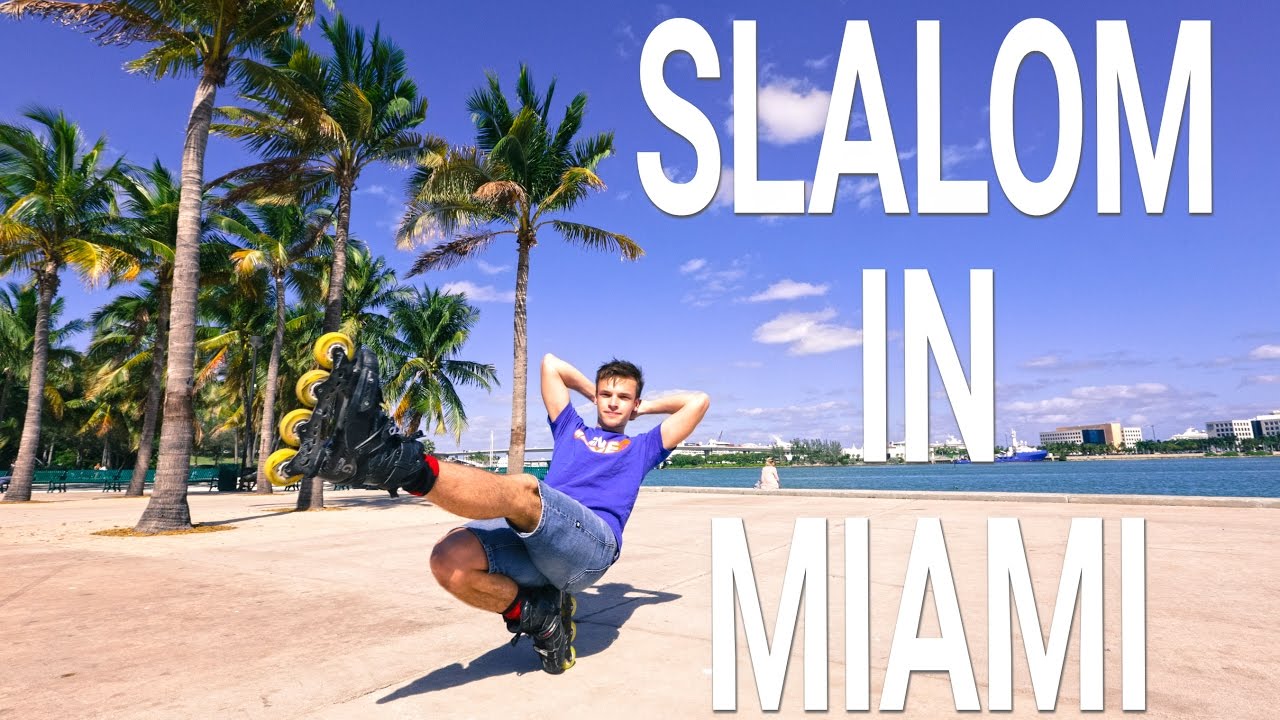 Freestyle slalom skating in Miami